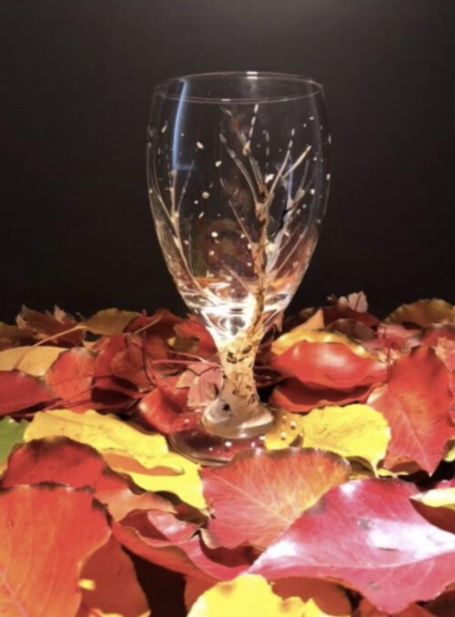 Hand-painted Goblet Glasses – Aspen Trees in Fall, Winter, Summer and ...