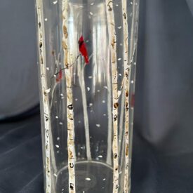 aspen trees in winter hand-painted vase