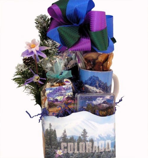 Rocky Mountain Welcome with Scenic Mug gift basket Colorado