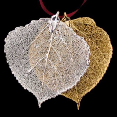 gold and silver aspen leaf