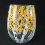 Hand Painted Stemless Wine Glasses Trees With Leaves