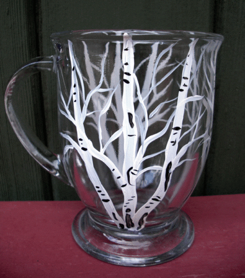 snowy aspen hand painted coffee mug