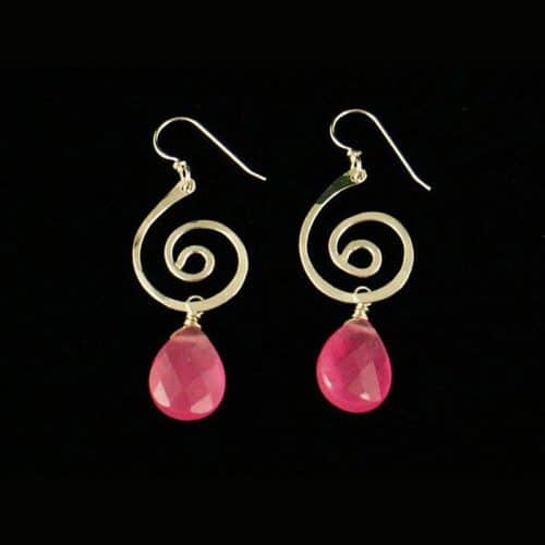 Pink Jade Swirls Earrings