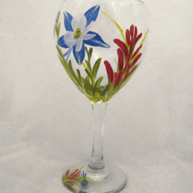 Hand Painted Wine Glass Columbine Paintbrush