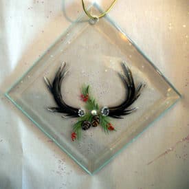 Crystal Christmas Ornament, hand-painted, antlers