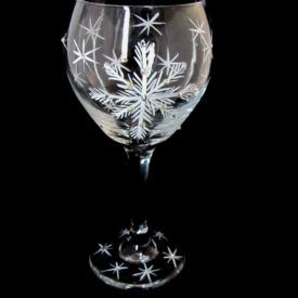 Hand Painted Wine glass with snowflakes