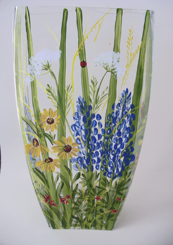 Hand painted Cylinder Vase with Colorado Wildflowers