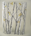 Hand Painted Crystal Vase - Aspen Tree with few leaves