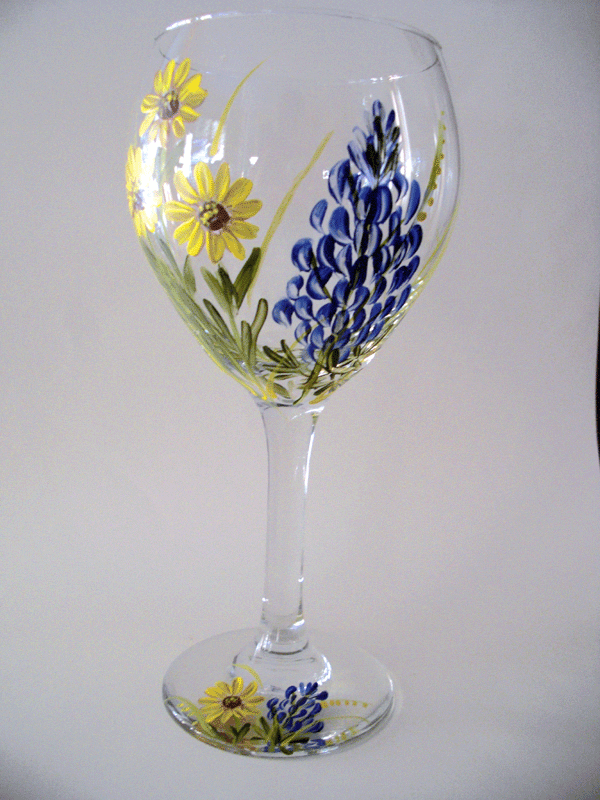 Wine Glasses Wildflowers Wine Glasses Art Glass 