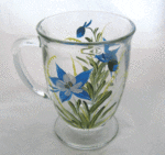 Hand Painted Glass Coffee Mug - Colorado Columbine
