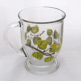 hand-painted coffee mug aspen leaves