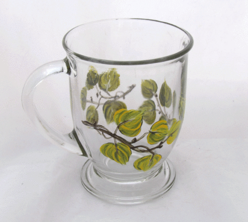 hand-painted coffee mug aspen leaves
