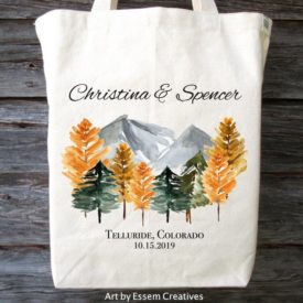 Custom fall wedding tote bag