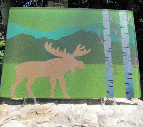 Moose in Aspen cutting board