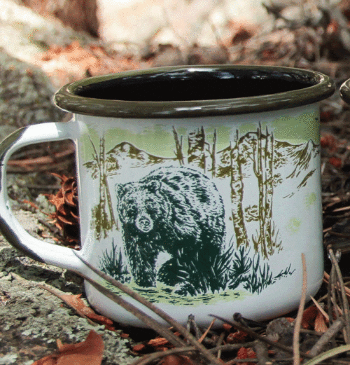 bear design enamel mug