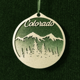 Handcrafted Colorado Christmas Ornament green and silver