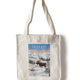 Canvas Tote Moose in Winter