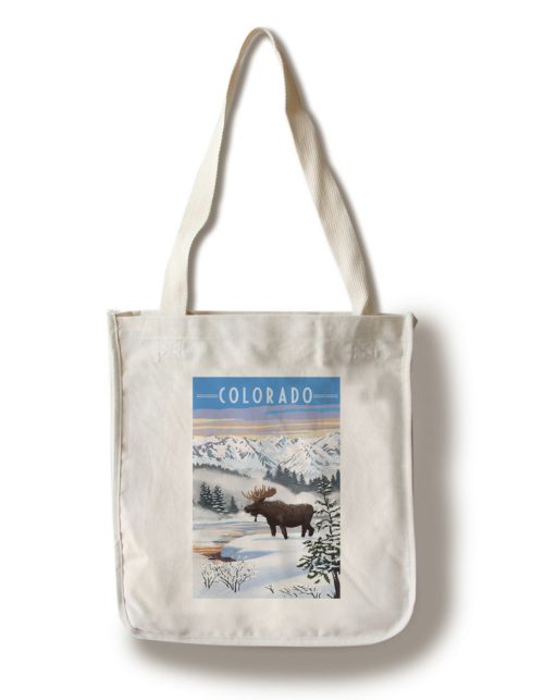 Canvas Tote Moose in Winter