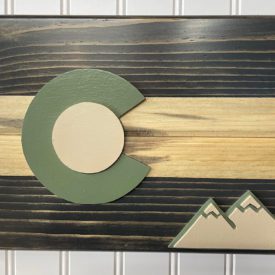 Colorado flag plaque with mountain