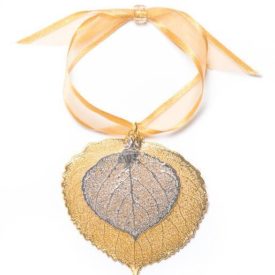 Aspen leaf double ornament