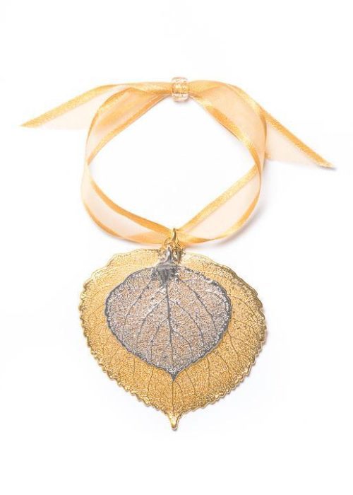 Aspen leaf double ornament