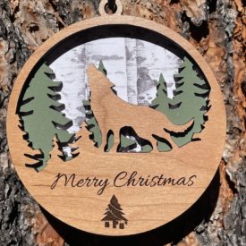 Howling wolf Christmas Ornament