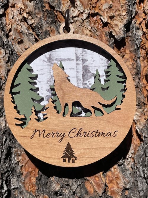 Howling wolf Christmas Ornament