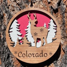 Wooden deer Christmas ornament