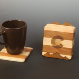 Wood Colorado flag Coaster set