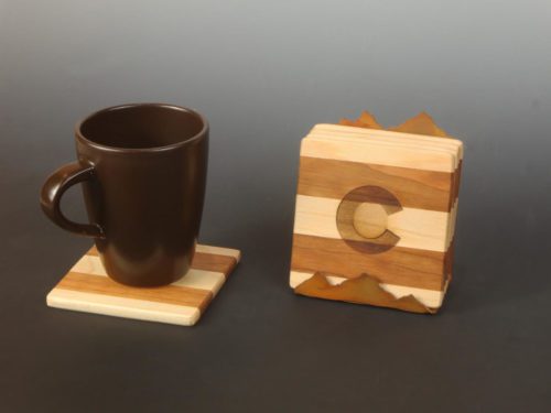 Wood Colorado flag Coaster set