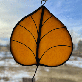 Stained glass sun catcher aspen leaf