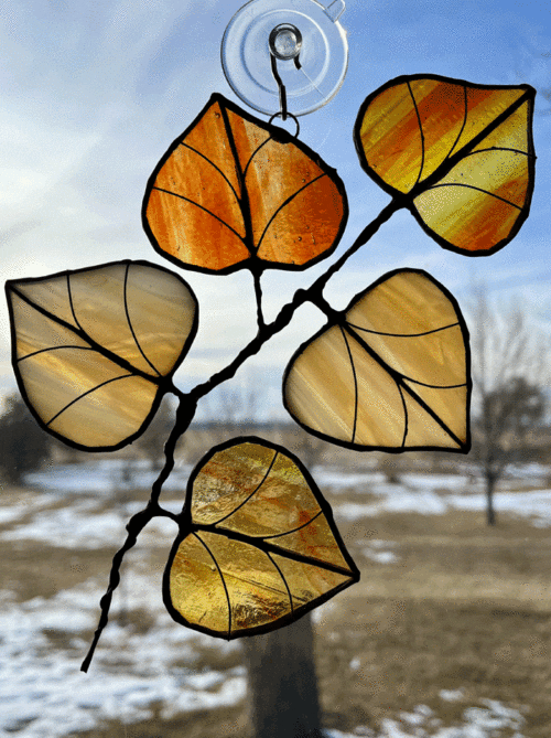 Aspen Branch Stained Glass suncatcher