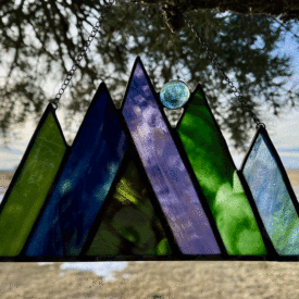 Purple Mountains Colorado stained glass