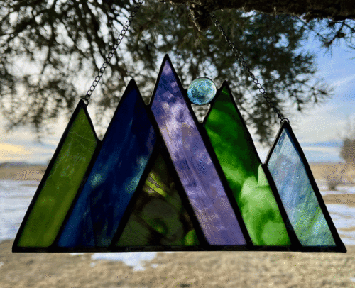 Purple Mountains Colorado stained glass