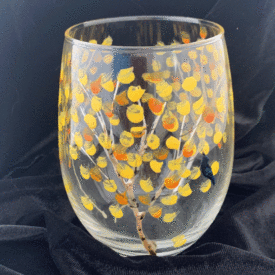 Wine glass stemless fall aspen trees