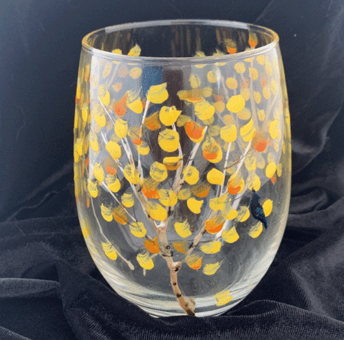 Wine glass stemless fall aspen trees