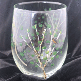 Stemless summer aspen trees wine glass