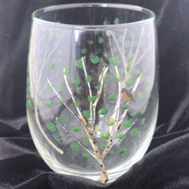 Stemless summer aspen trees wine glass