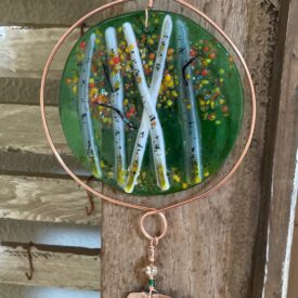 Copper rimmed fused aspen sun catcher